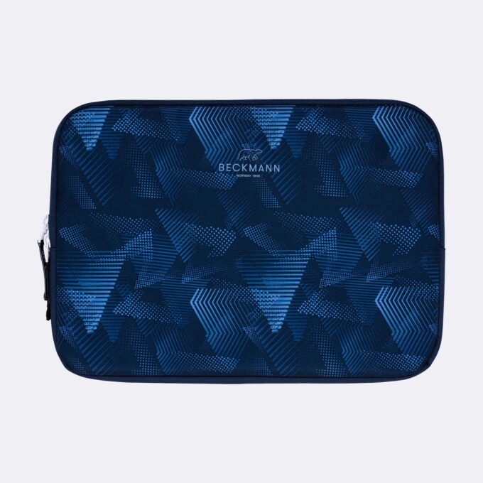 Laptop-cover 14", blue quartz, blå med mønster, lukkes med glidelås