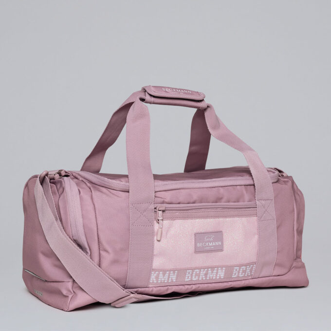 Sport duffelbag, pink glitter, praktiske lommer og separat rom med lufting til treningssko